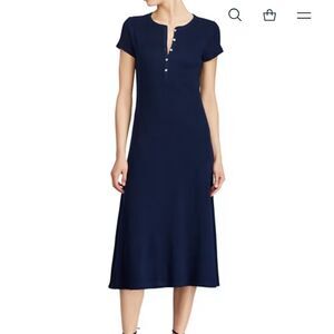 Ralph Lauren Elegant Navy Midi Dress